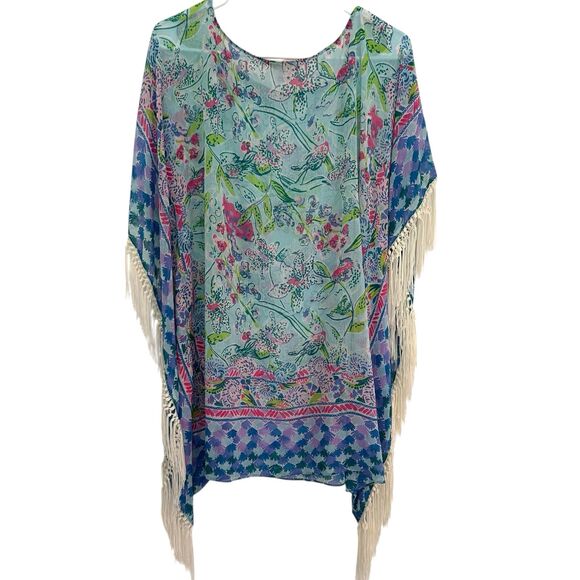 Lilly Pulitzer Womens LARGE Ginette Coverup Bali Blue Sway This Way Swim Coverup - Picture 2 of 9